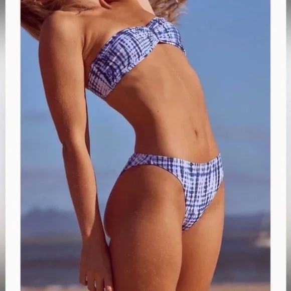 New! Solid & Striped blue white tie dye bikini bottom 19124 - Picture 3 of 10
